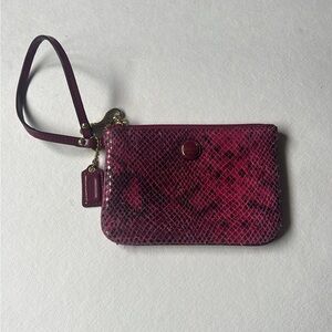 Coach Pink Snakeskin Wristlet Clutch